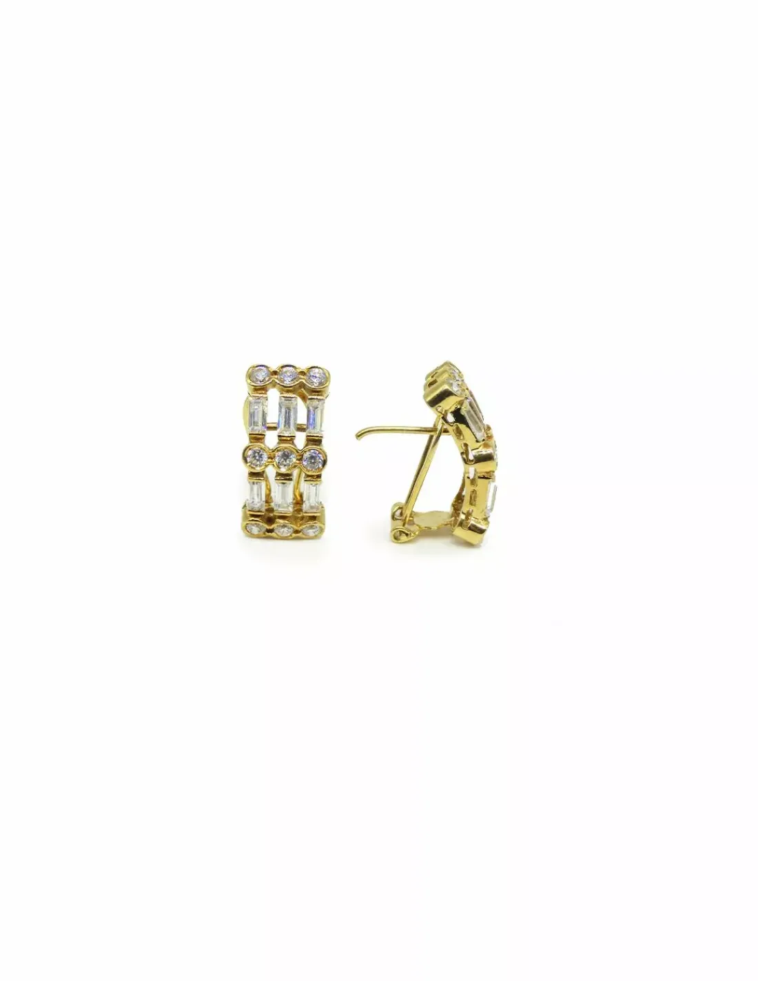 Hot Pendientes 3 filas circonitas oro 18k Pendientes De Oro