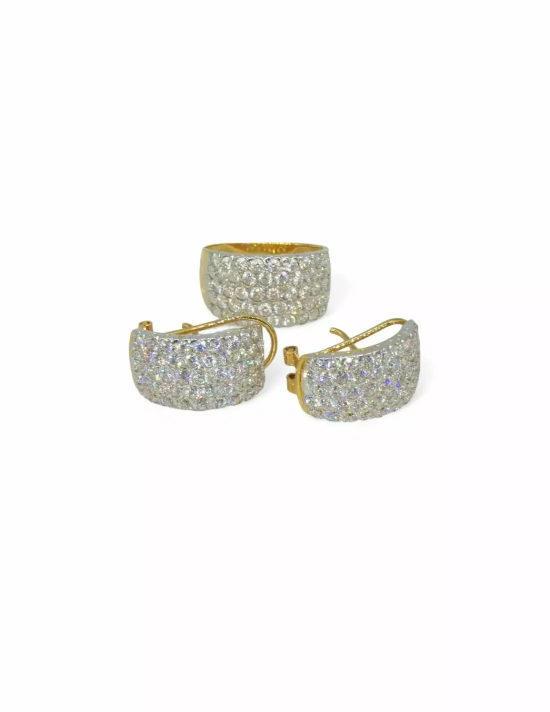 Flash Sale Pendientes anchos ovalados racimo circonitas oro 18k Pendientes De Oro