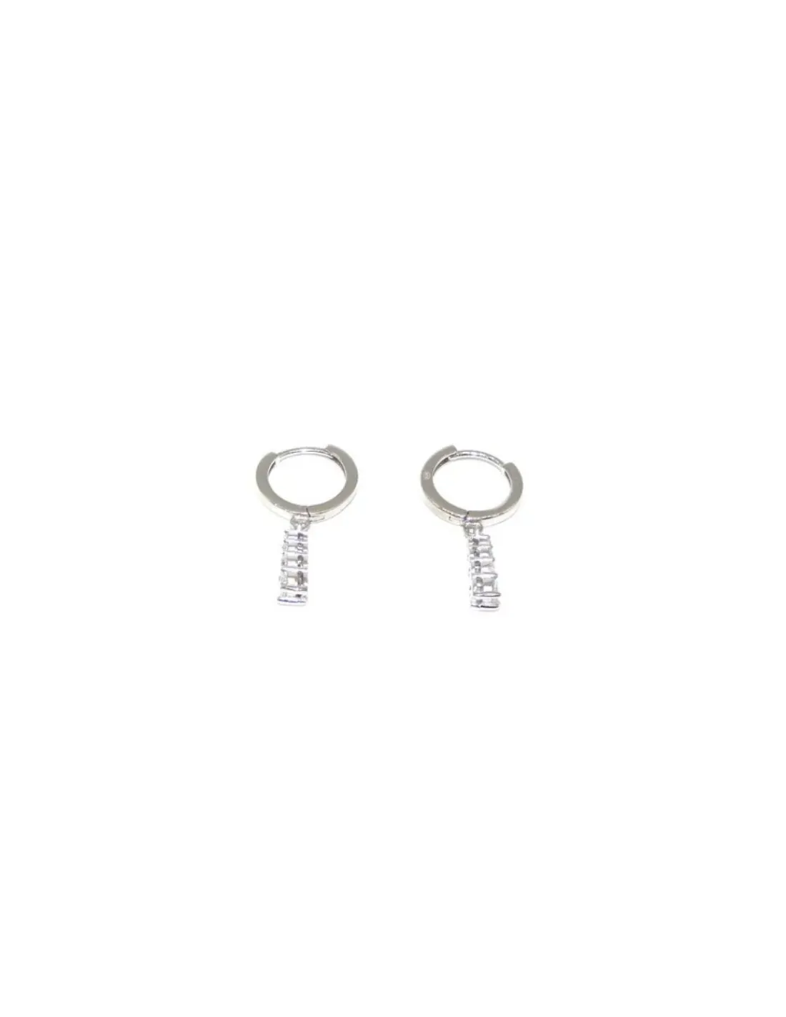 Flash Sale Pendientes argolla  y tira circonitas colgante plata rodiada Pendientes De Plata