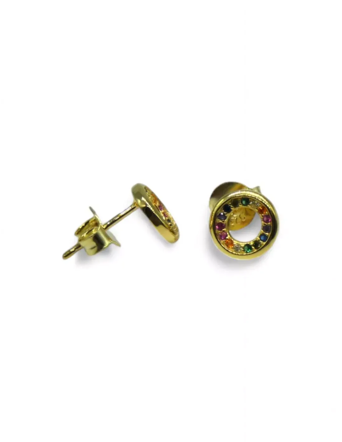 Clearance Pendientes aro circonitas colores plata 925 chapada oro Pendientes De Plata