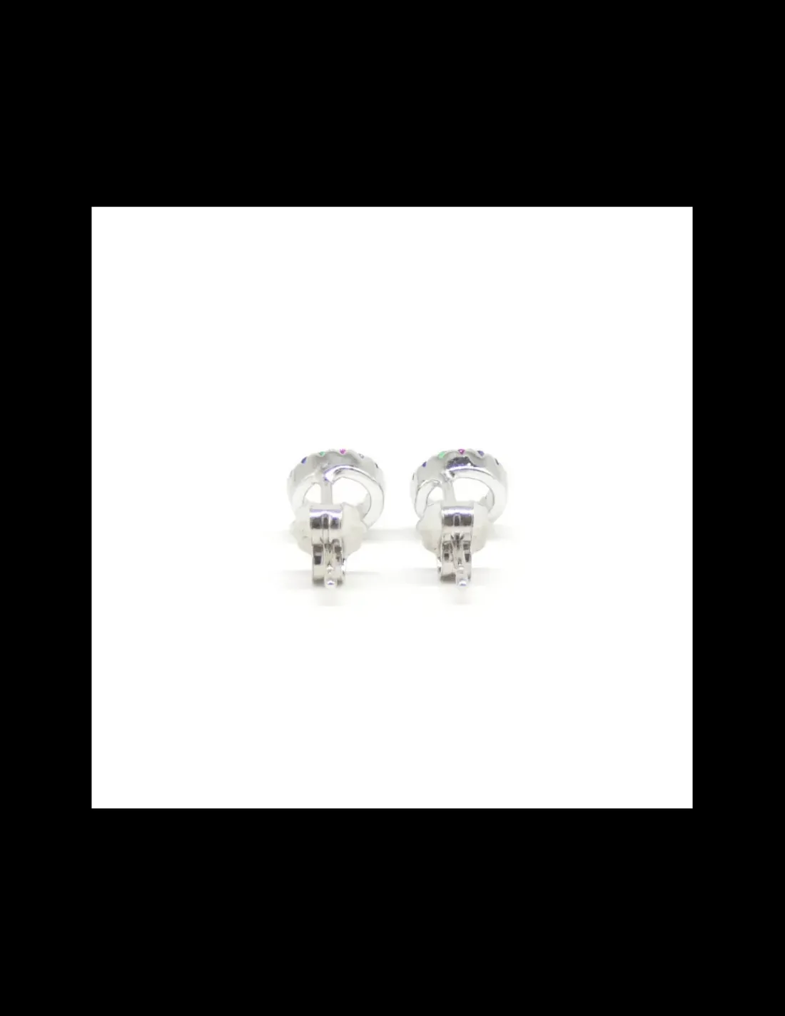 Fashion Pendientes aro circonitas multicolor plata de Ley rodiada Pendientes De Plata