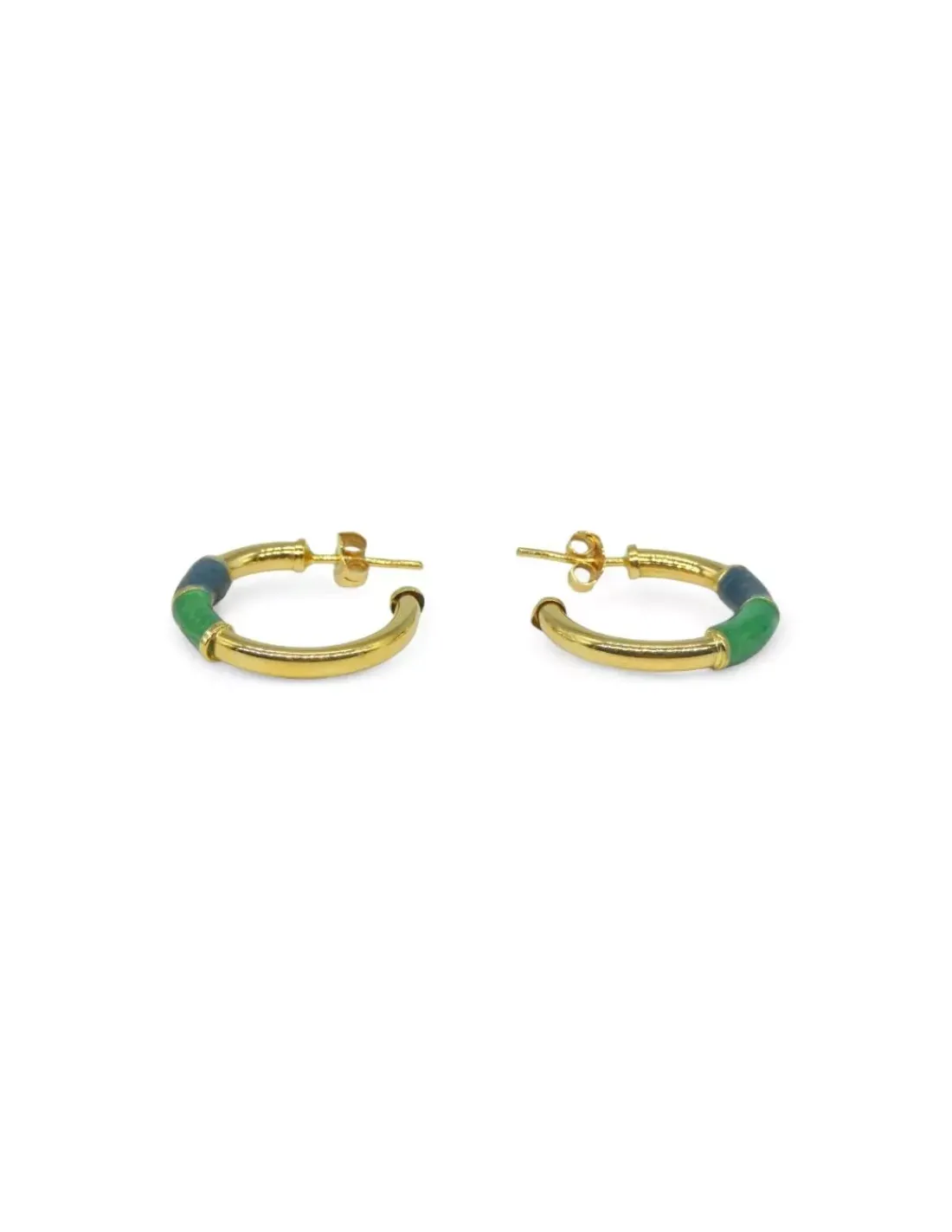 Sale Pendientes aro decorado azul y verde oro 18k Aros De Oro