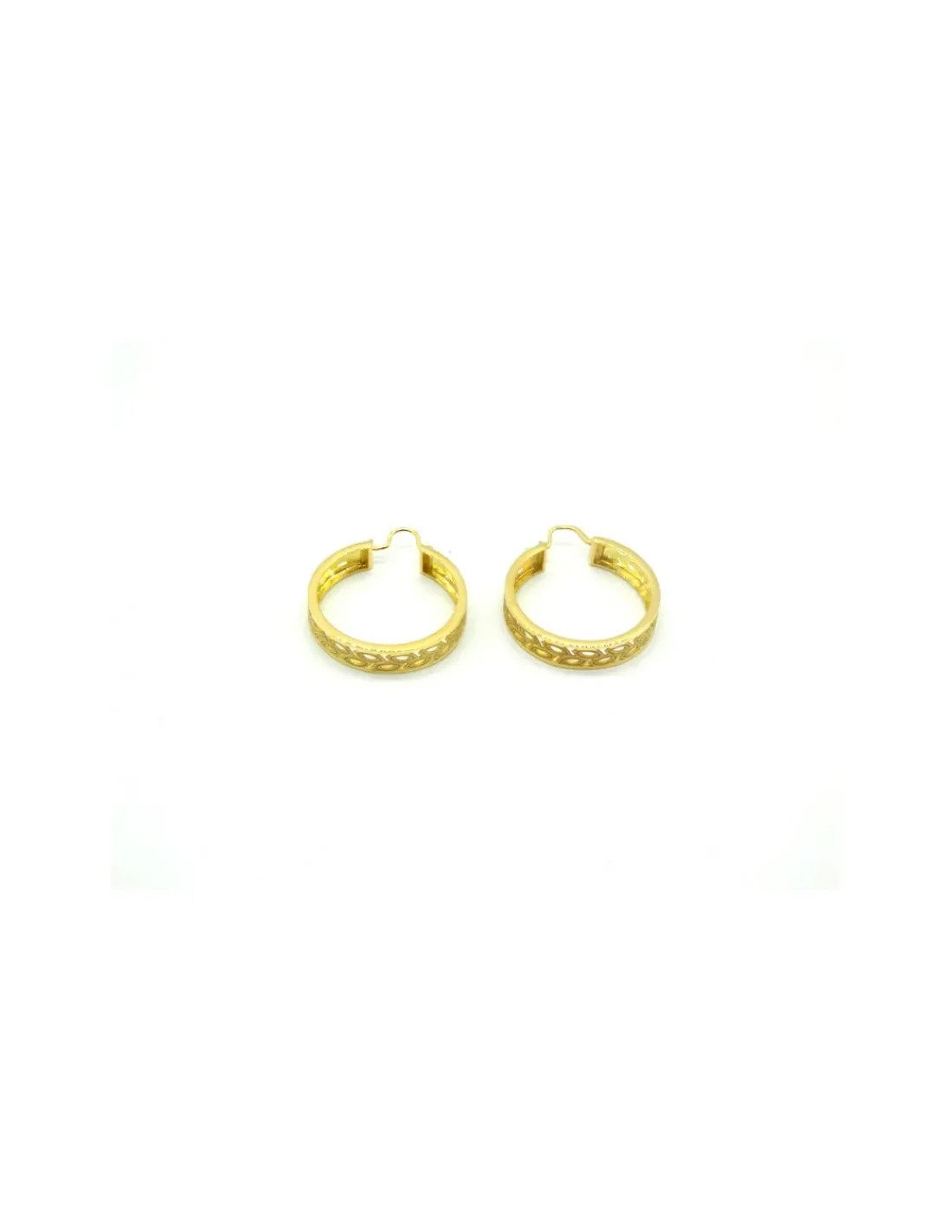 New Pendientes aros criollas con diseño calado oro 18k Aros De Oro