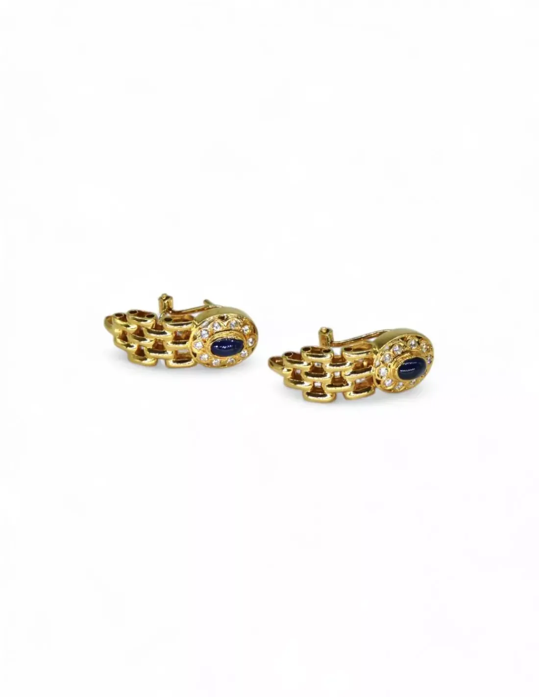 Best Sale Pendientes Bismark con piedra oval azul oro 18k Pendientes De Oro