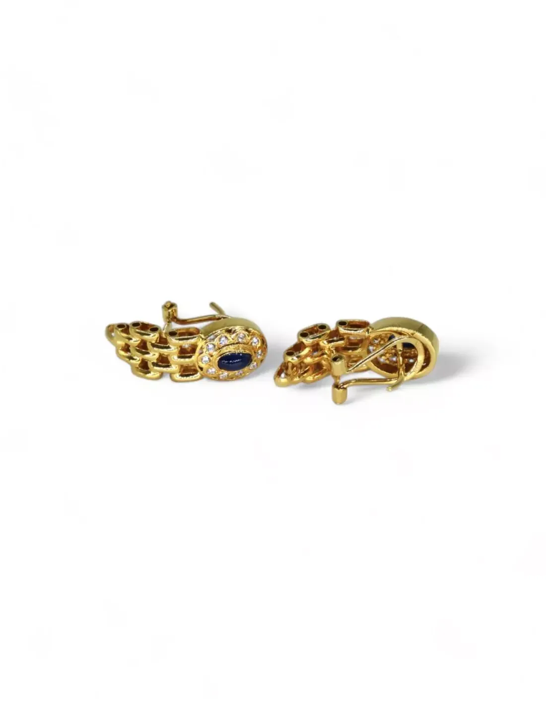 Best Sale Pendientes Bismark con piedra oval azul oro 18k Pendientes De Oro