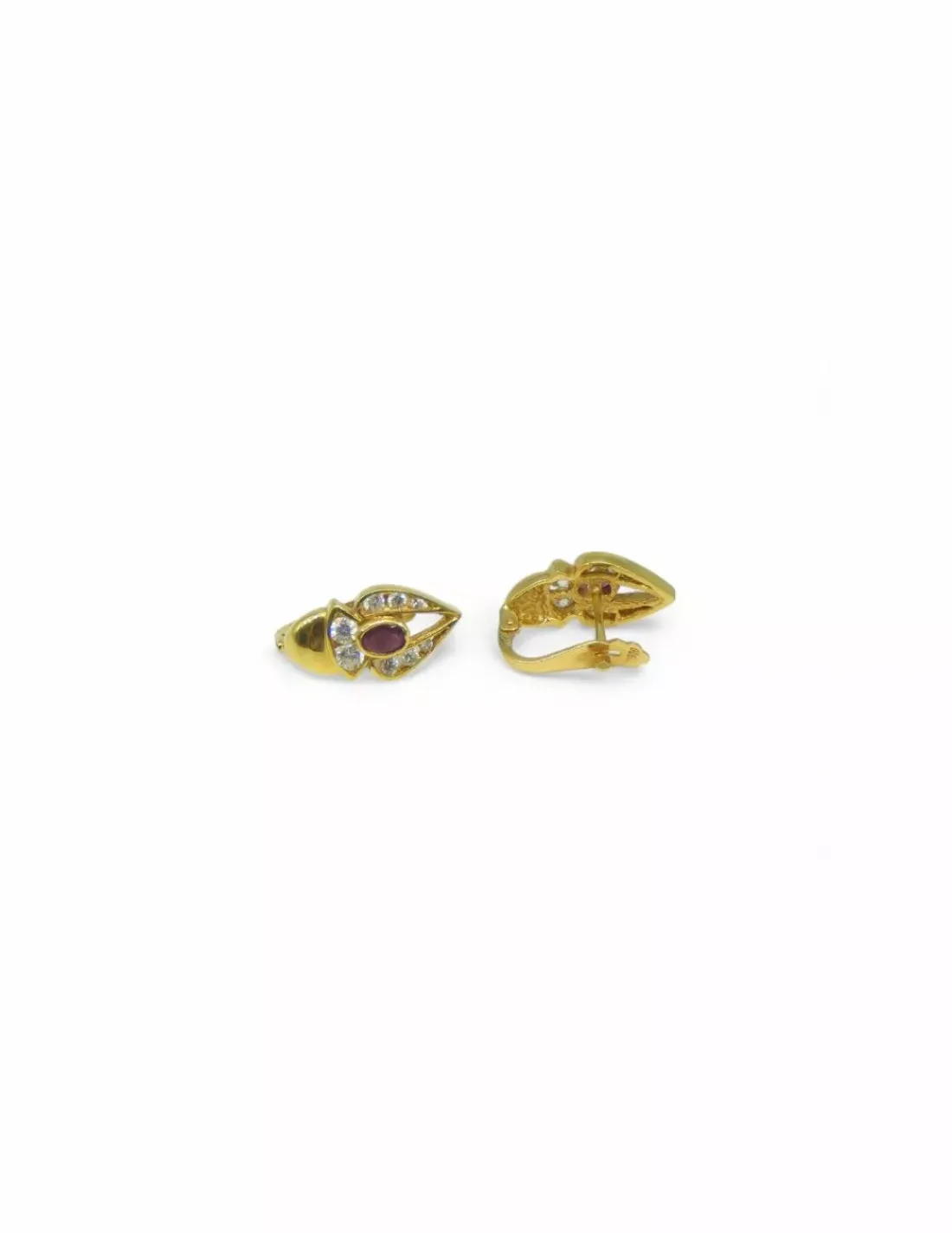 Discount Pendientes calados con rubíe y circonitas oro 18k Pendientes De Oro