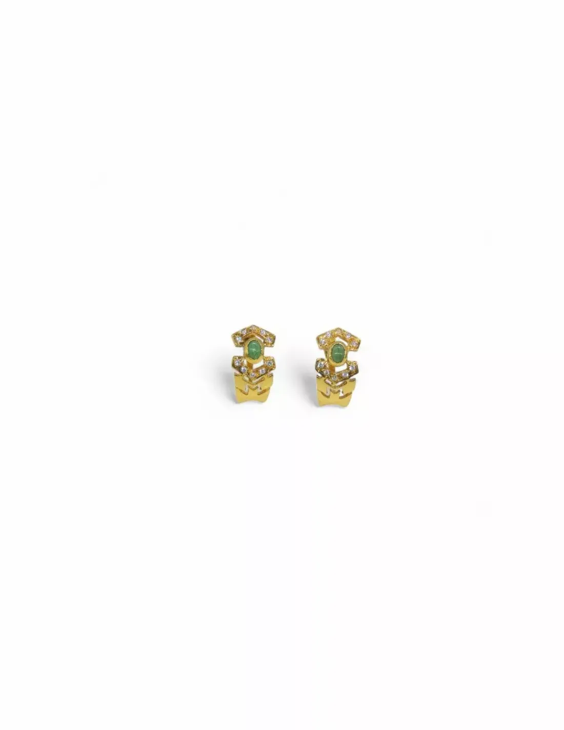 Best Sale Pendientes circonitas y piedra verde oro 18k Pendientes De Oro