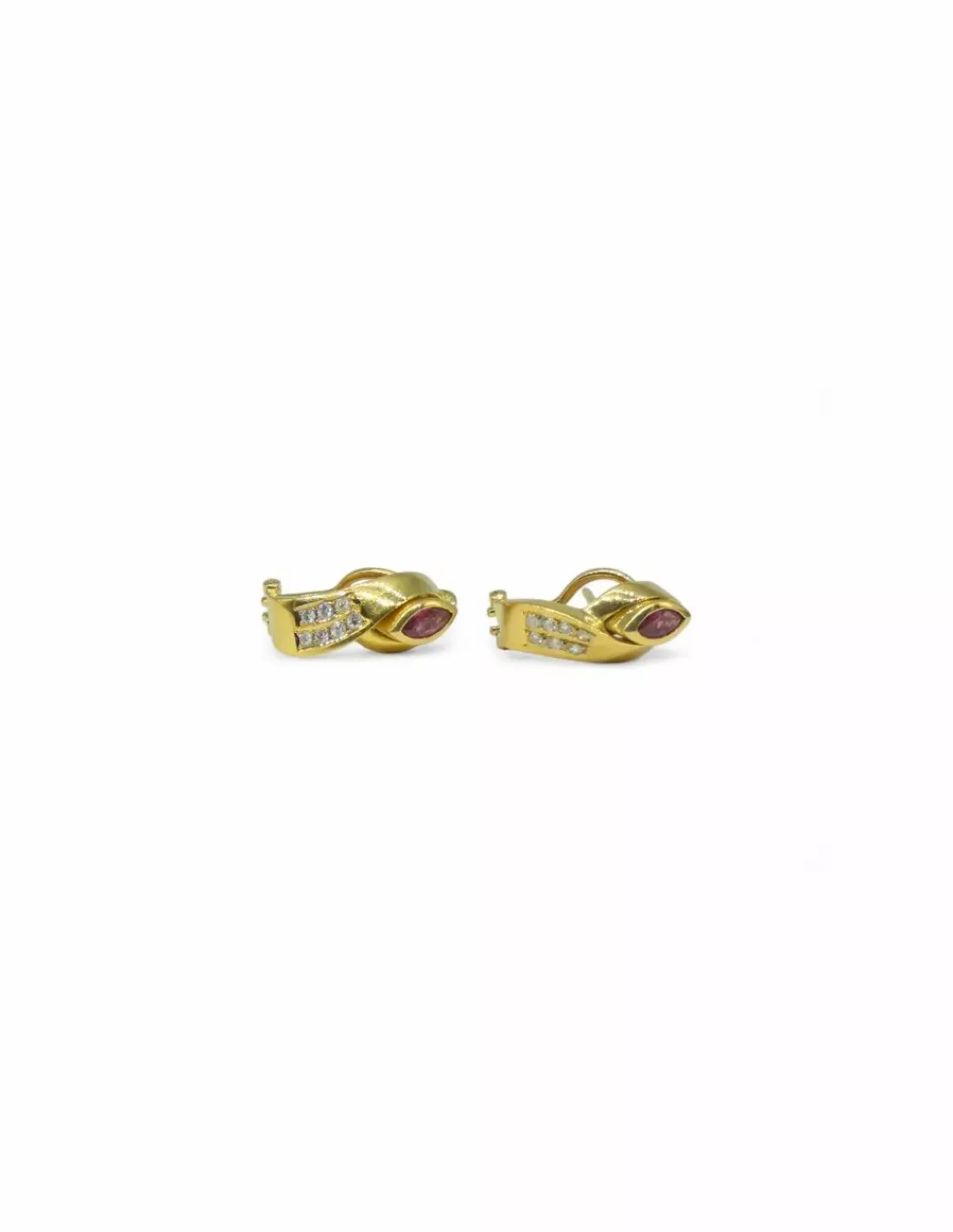 Outlet Pendientes con circonitas blancas y rojas oro 18k Pendientes De Oro