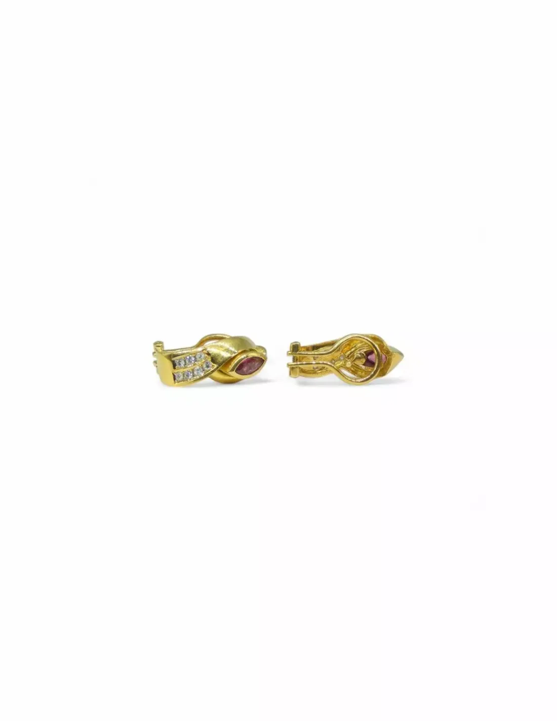 Outlet Pendientes con circonitas blancas y rojas oro 18k Pendientes De Oro