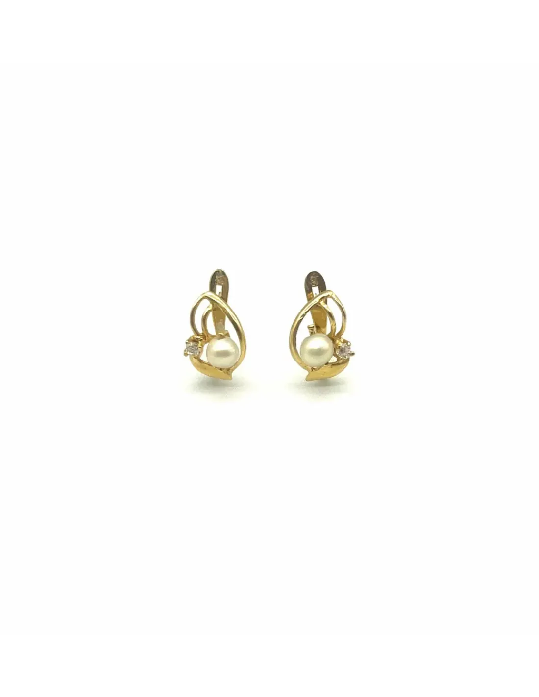 Best Sale Pendientes con perla blanca y circonita 18k Pendientes De Oro