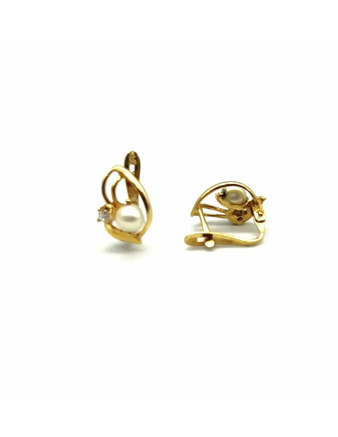 Best Sale Pendientes con perla blanca y circonita 18k Pendientes De Oro