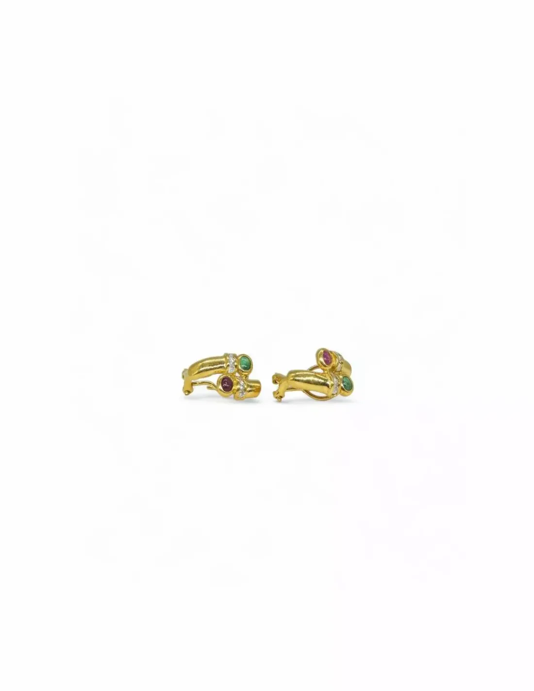 Cheap Pendientes con piedra verde y roja oro 18k Pendientes De Oro