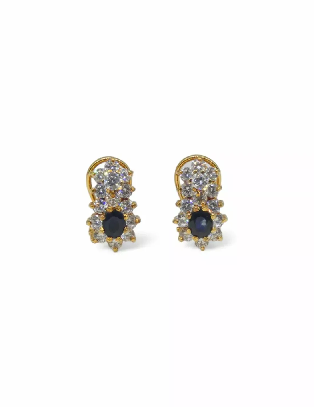 Flash Sale Pendientes corona circonitas y piedra azul oro 18k Pendientes De Oro