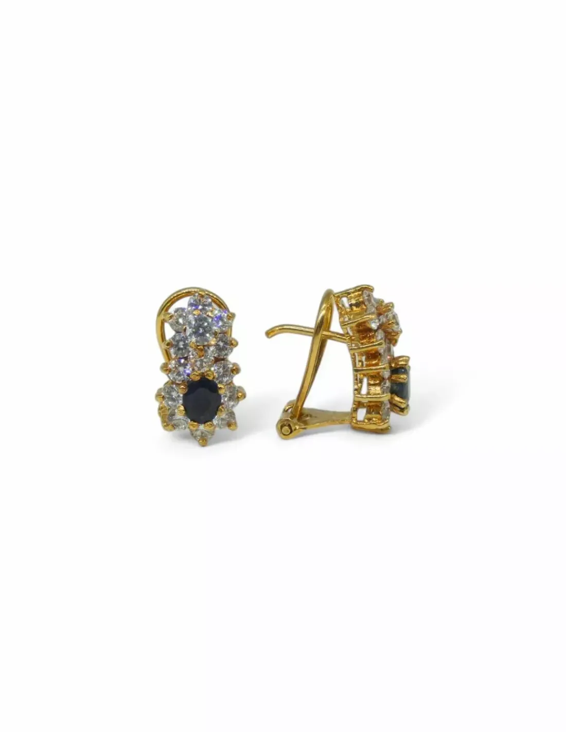 Flash Sale Pendientes corona circonitas y piedra azul oro 18k Pendientes De Oro