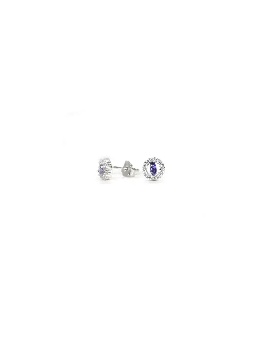 Discount Pendientes círculo circonitas con oval lila plata rodio Pendientes De Plata