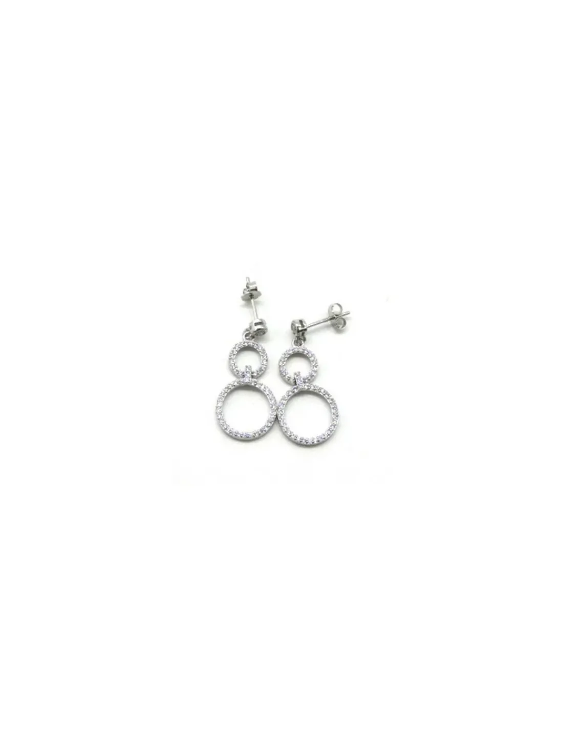 Store Pendientes círculos ascendente círconitas y chatón 3cm Pendientes De Plata