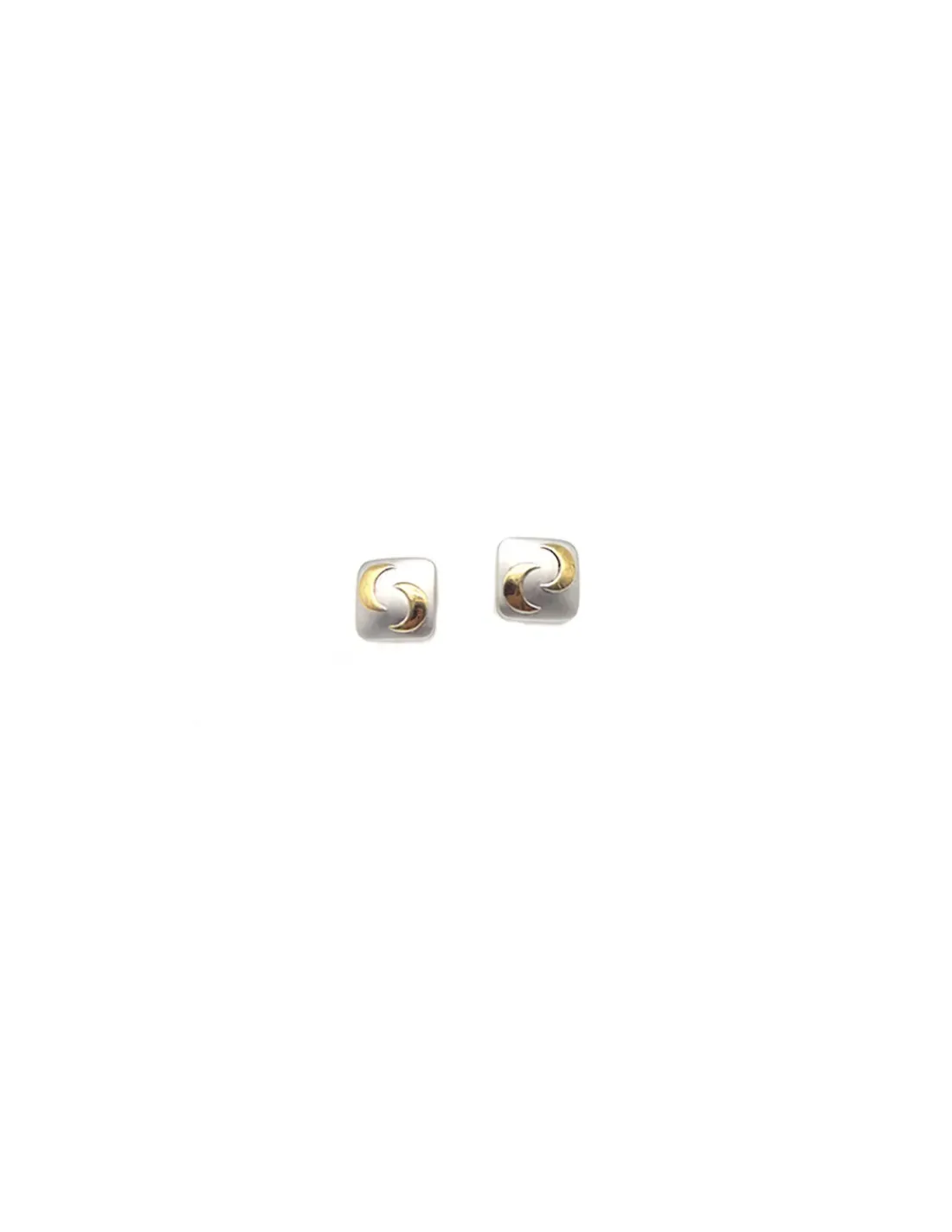 Flash Sale Pendientes cuadrados con lunas bicolor oro 18k Pendientes De Oro