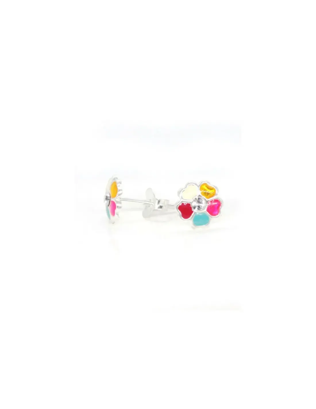 Online Pendientes de plata flor circonita esmalte multicolor Pendientes De Plata