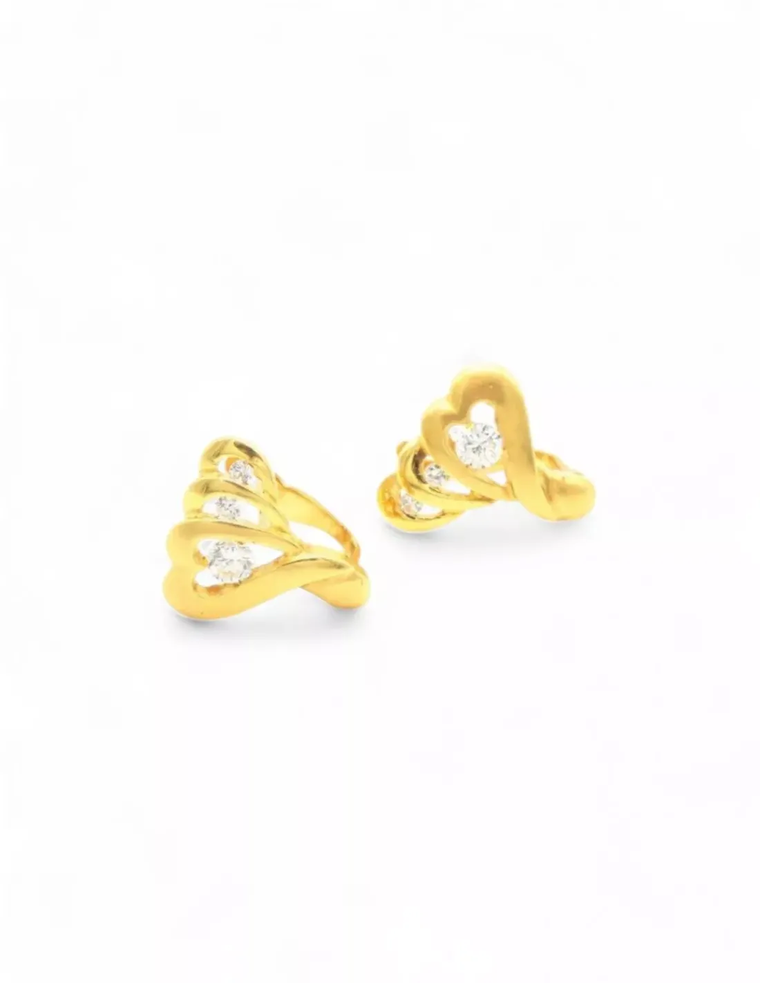 Discount Pendientes de tres corazones calados con circonitas oro 18k Pendientes De Oro