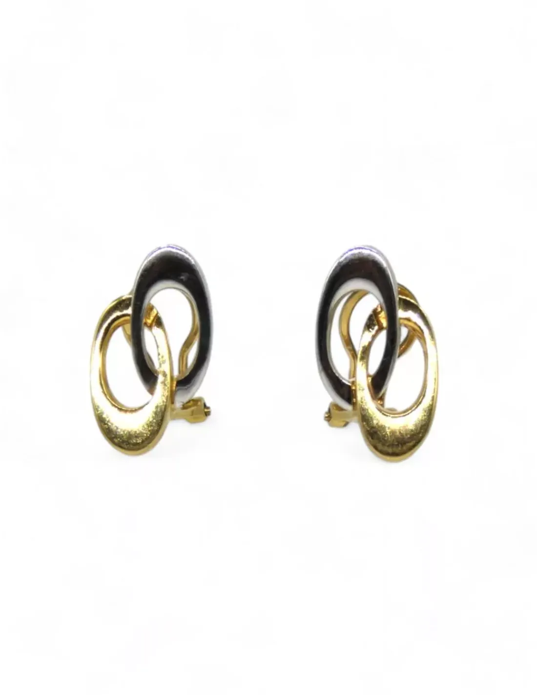 Hot Pendientes doble aro oval oro bicolor 18k Pendientes De Oro