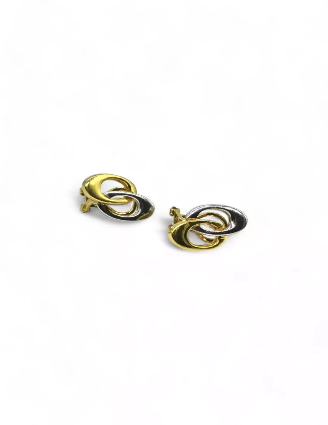 Hot Pendientes doble aro oval oro bicolor 18k Pendientes De Oro