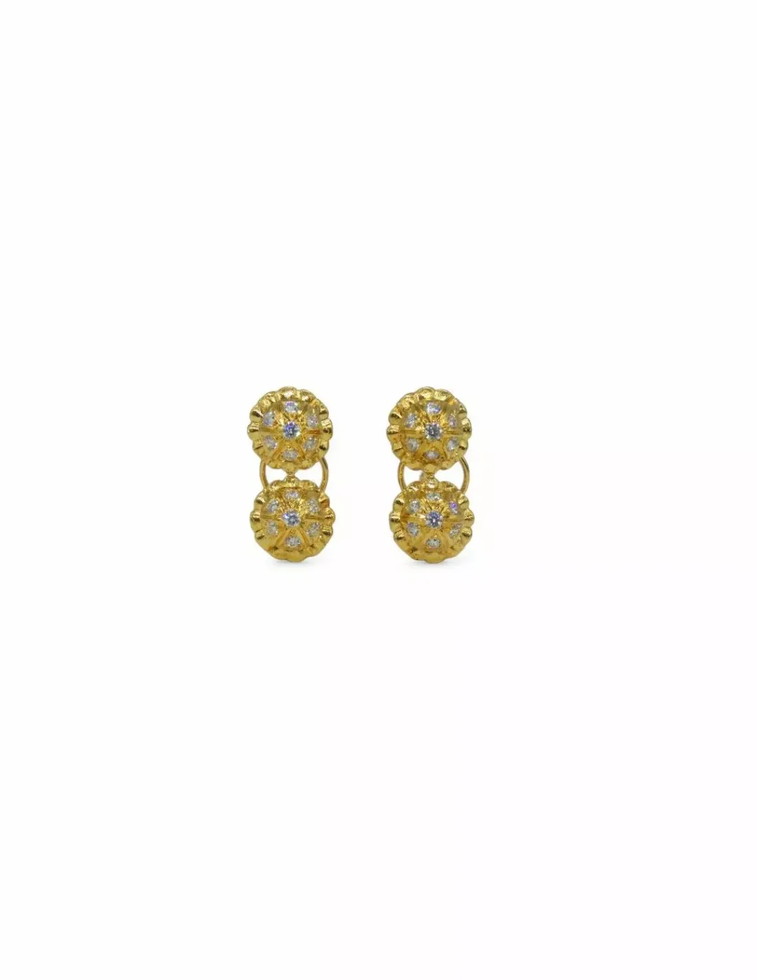 Discount Pendientes dos bolas con circonitas oro 18k Pendientes De Oro