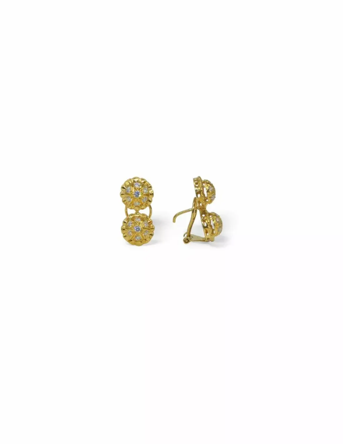 Discount Pendientes dos bolas con circonitas oro 18k Pendientes De Oro