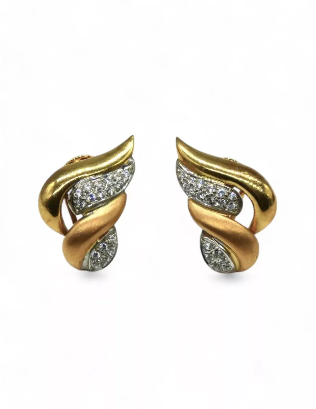 Clearance Pendientes dos oros con circonitas oro 18k Pendientes De Oro