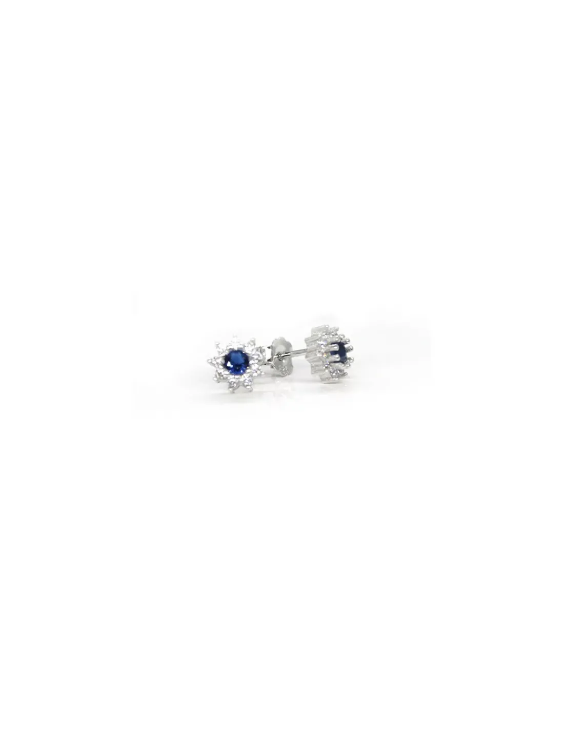 Best Pendientes estrella circonitas con central azul plata rodio Pendientes De Plata