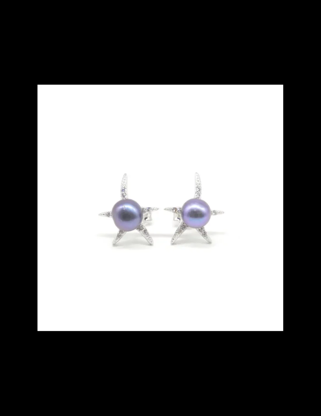 Discount Pendientes estrella de mar perla cultivada gris plata de Ley rodiada Pendientes De Plata
