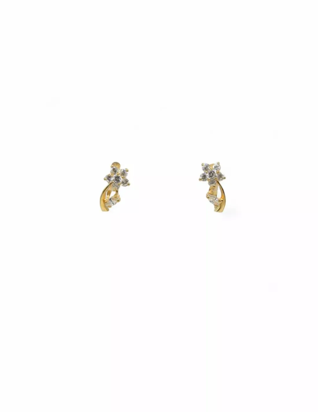 Fashion Pendientes  flor circonitas en tallo oro 18k Pendientes De Oro