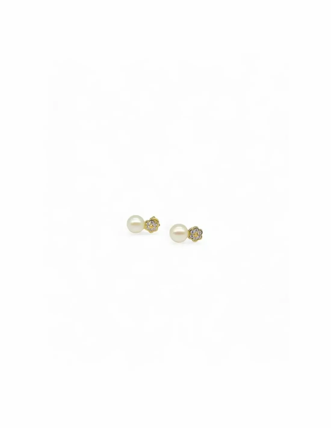 Cheap Pendientes flor circonitas y perla oro 18k Pendientes De Perlas | Pendientes De Oro