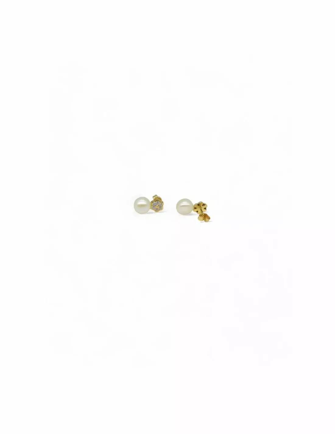 Cheap Pendientes flor circonitas y perla oro 18k Pendientes De Perlas | Pendientes De Oro