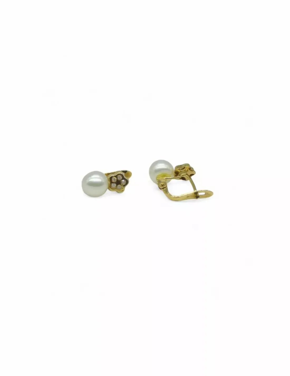 Cheap Pendientes flor circonitasy perla oro 18k Pendientes De Oro