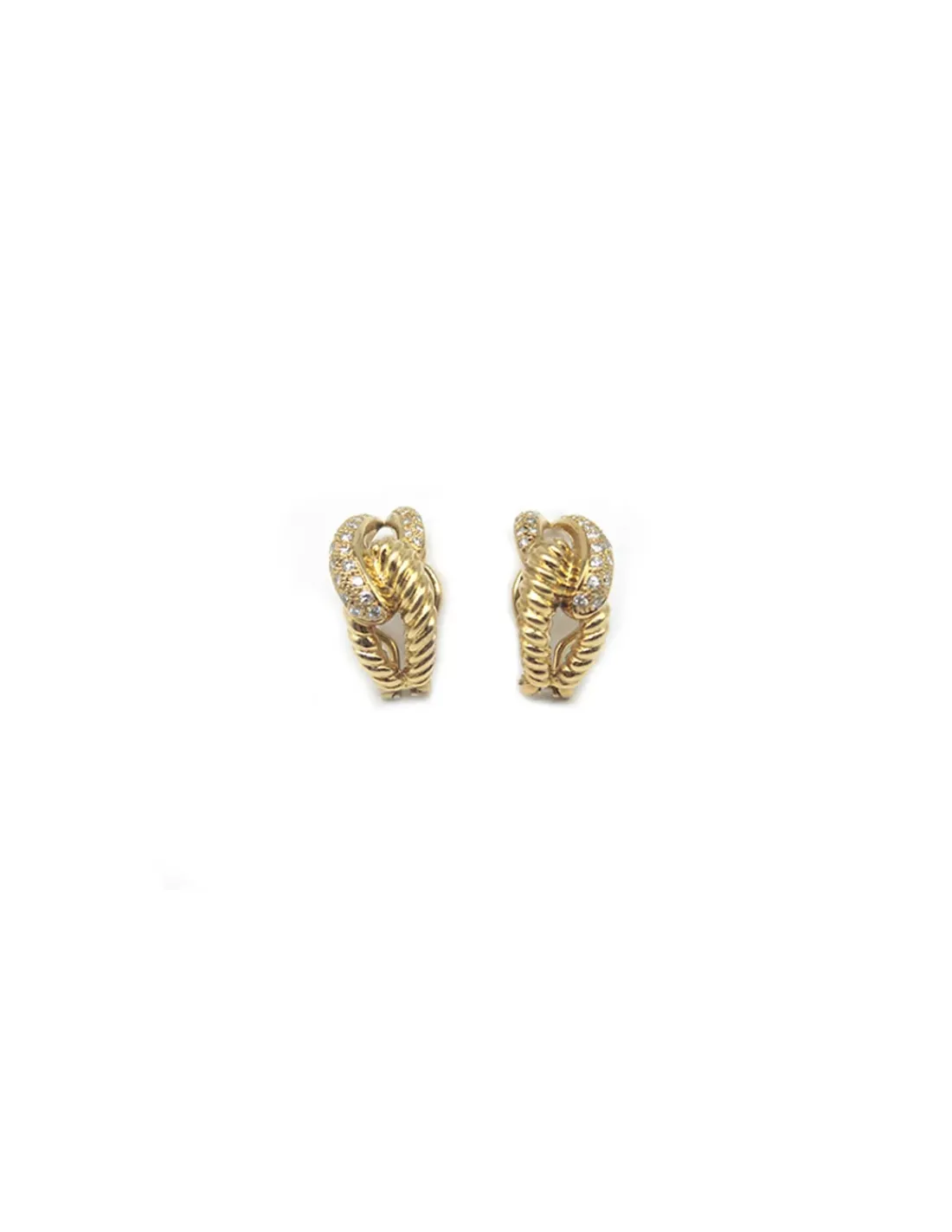 Clearance Pendientes gallonados entrelazados circonitas oro 18k Pendientes De Oro