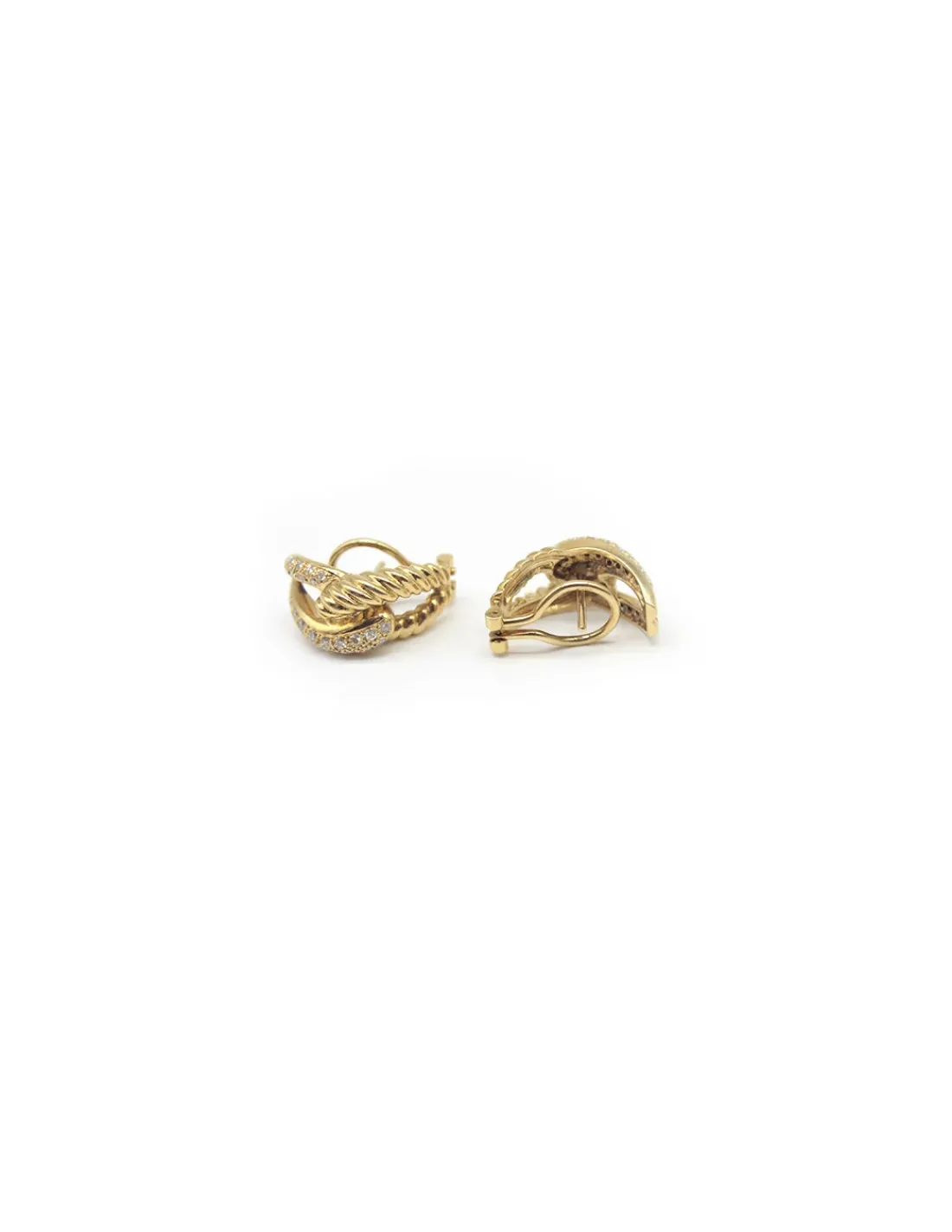 Clearance Pendientes gallonados entrelazados circonitas oro 18k Pendientes De Oro