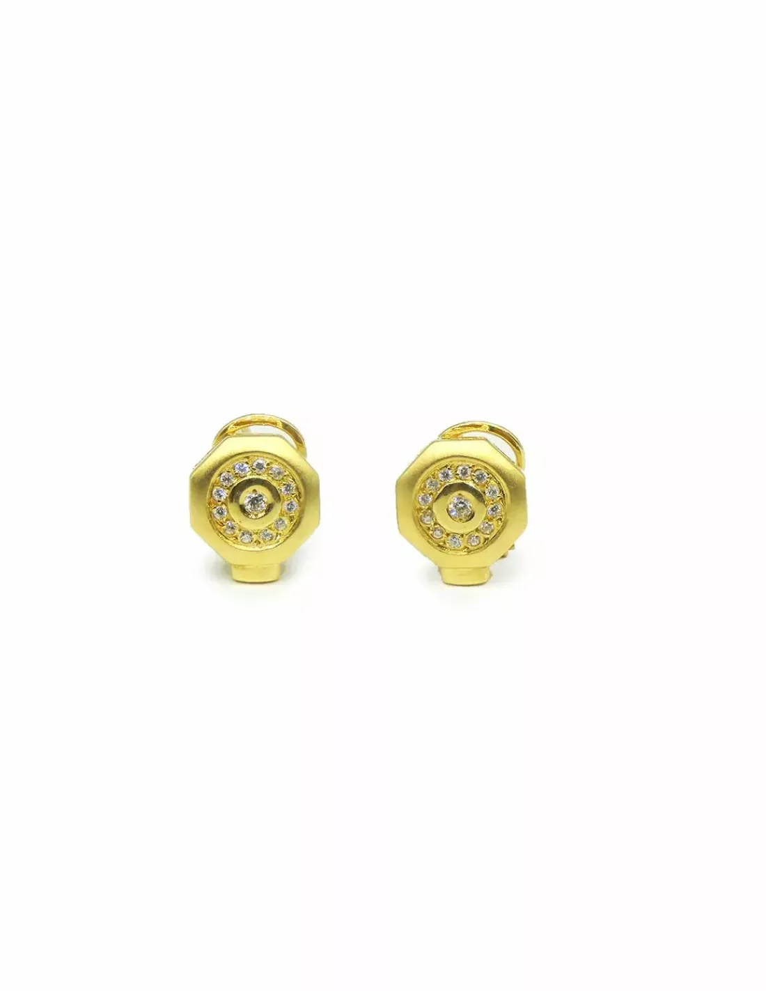 Cheap Pendientes hexágonos circonitas oro 18k Pendientes De Oro