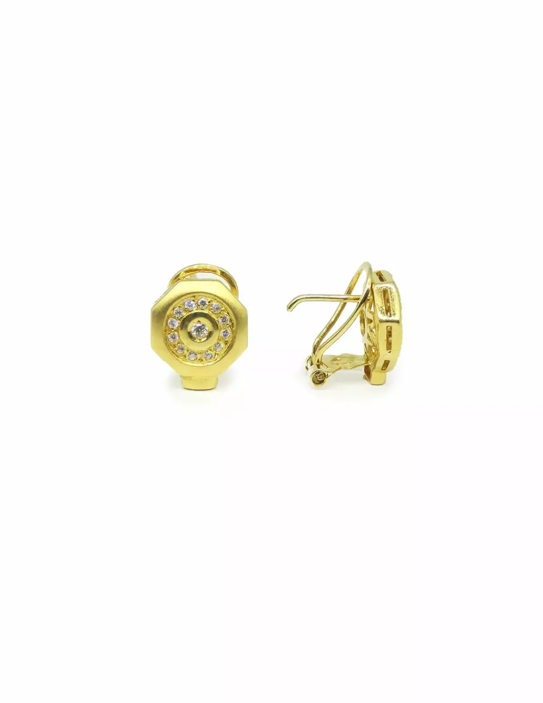 Cheap Pendientes hexágonos circonitas oro 18k Pendientes De Oro