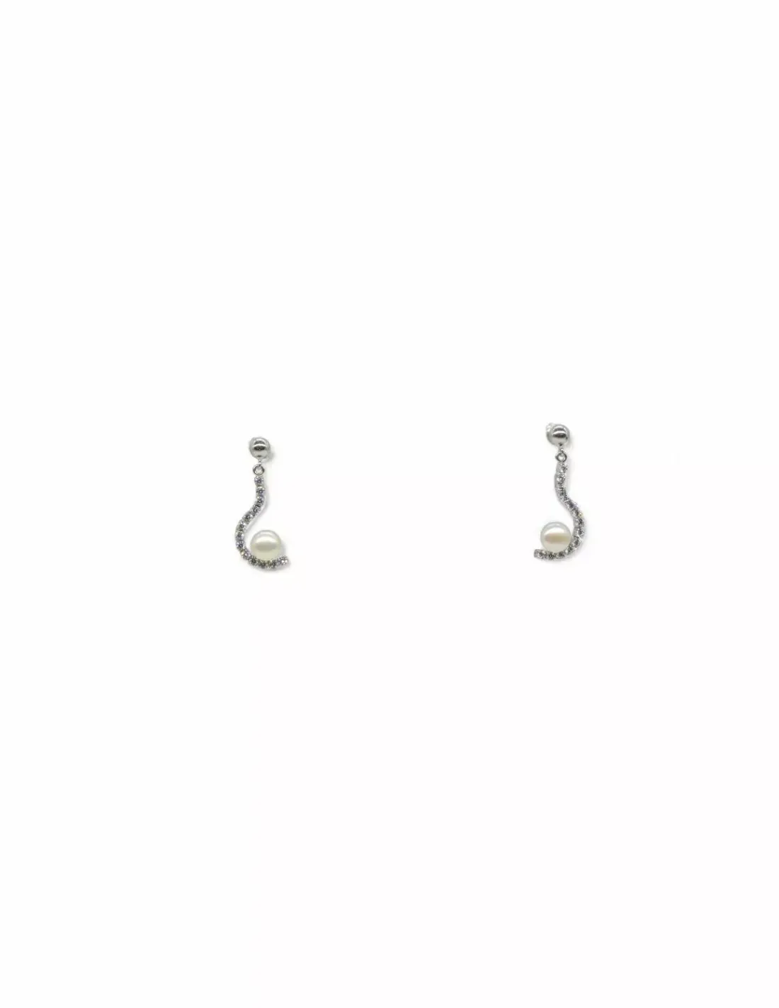 Shop Pendientes largos circonitas/perla oro blanco 18k Pendientes De Perlas | Pendientes De Oro