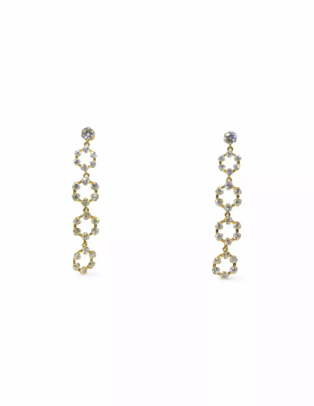 Clearance Pendientes largos con cuatro círculos circonitas oro 18k Pendientes De Oro