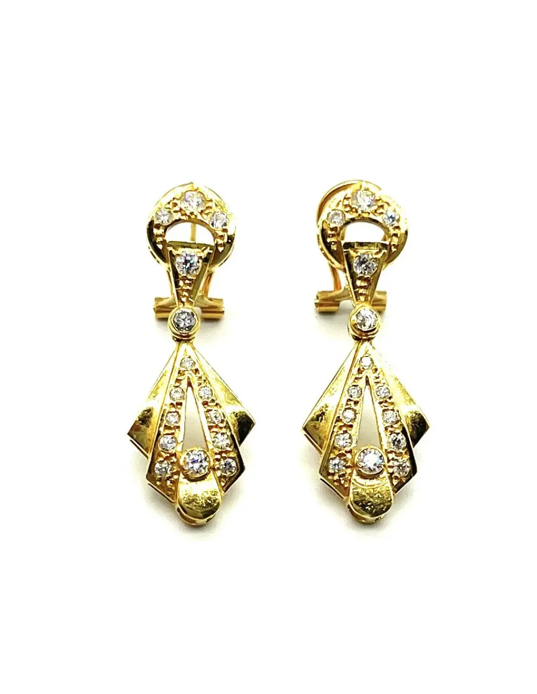 Clearance Pendientes largos forma concha oro 18k Pendientes De Oro