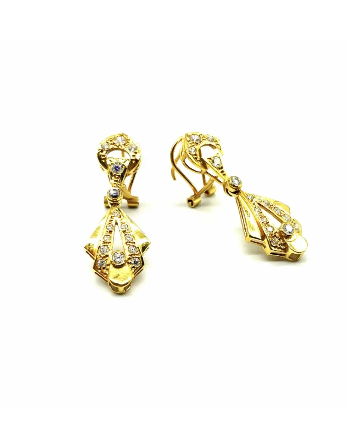 Clearance Pendientes largos forma concha oro 18k Pendientes De Oro