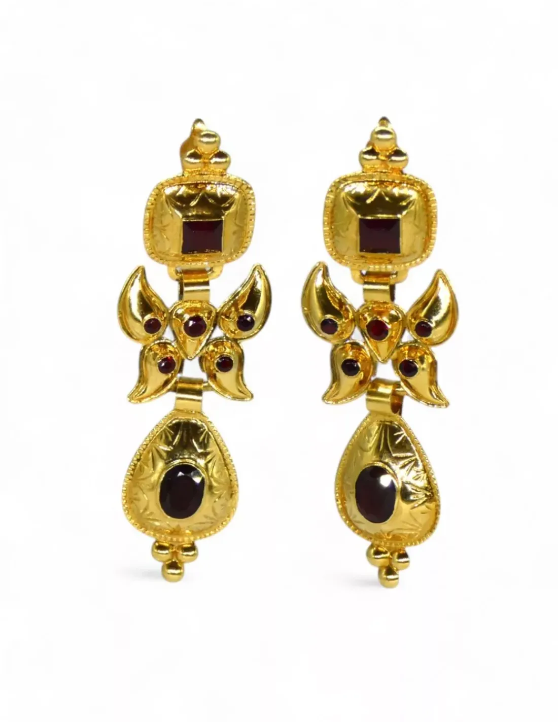 Outlet Pendientes largos tallaje antiguo piedras oro 18k Pendientes De Oro