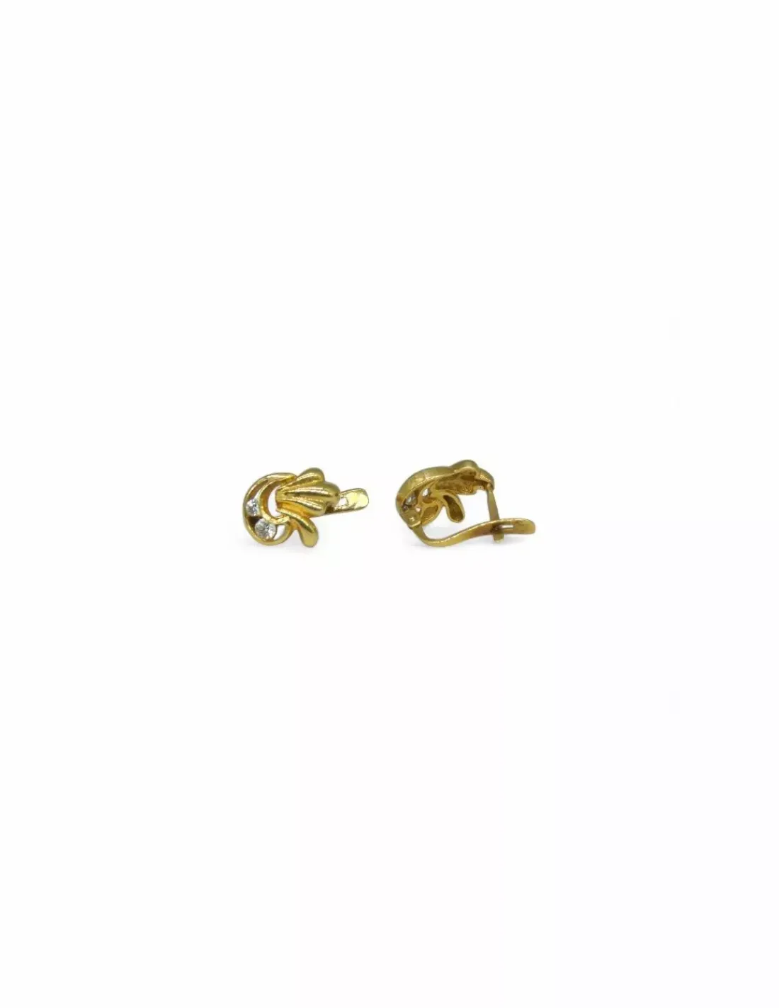 Clearance Pendientes luna y concha circonitas oro 18k Pendientes De Oro