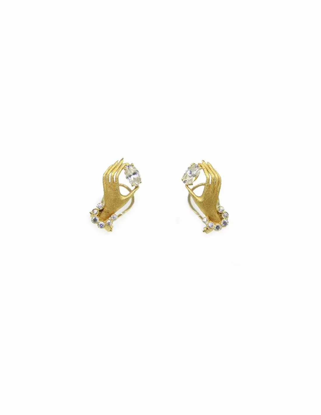 Cheap Pendientes mano con circonitas en oro de 18k Pendientes De Oro