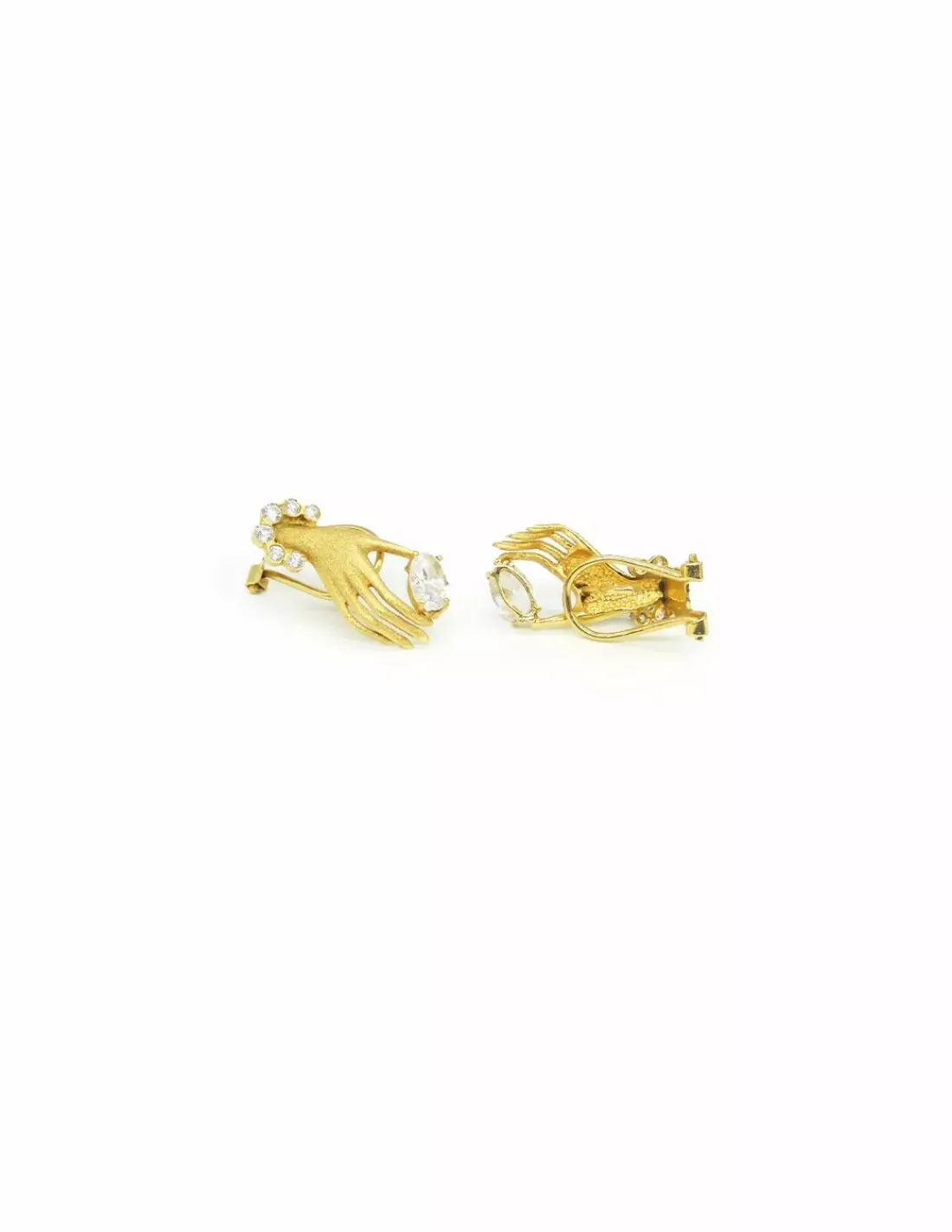 Cheap Pendientes mano con circonitas en oro de 18k Pendientes De Oro