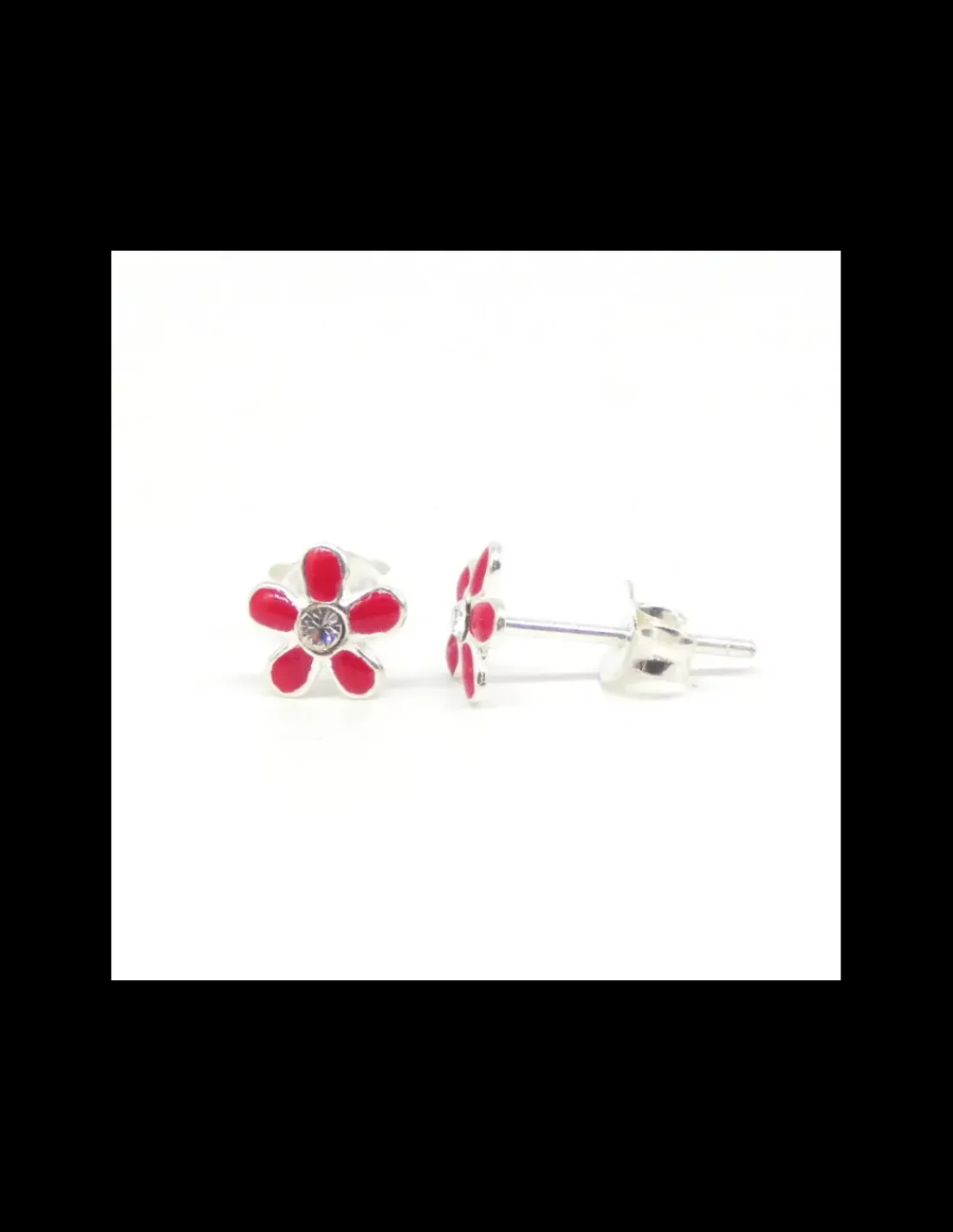 Online Pendientes margarita esmalte rojo y circonita plata de Ley Pendientes De Plata