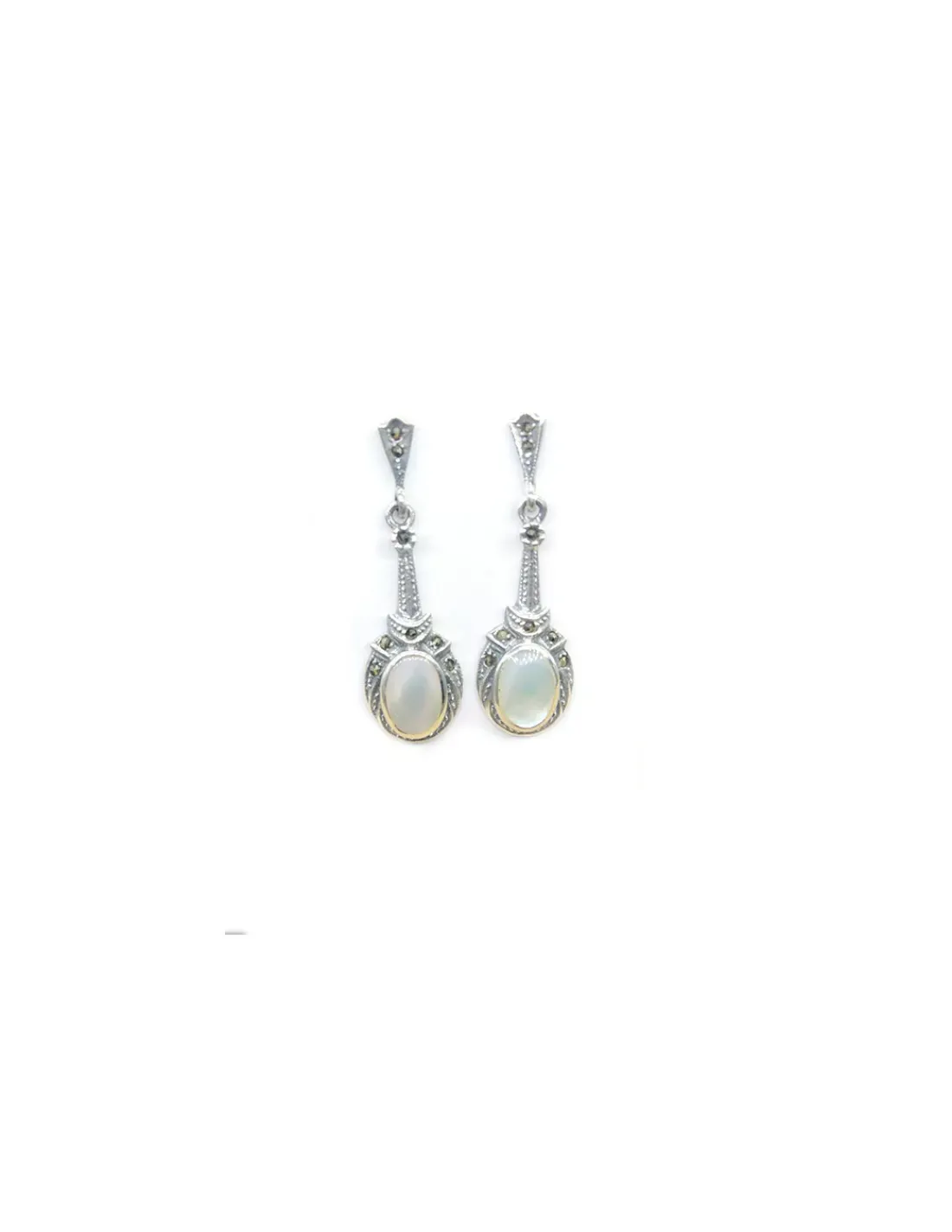 Store Pendientes marquesitas nácar 4cm plata óxido Pendientes De Plata