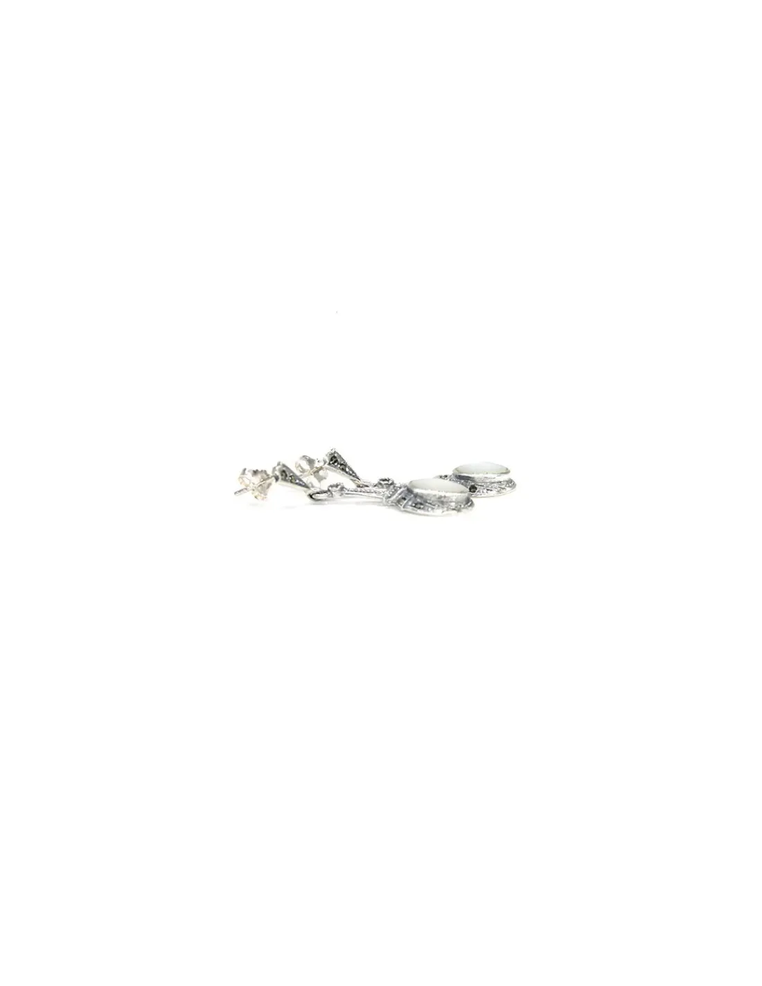 Store Pendientes marquesitas nácar 4cm plata óxido Pendientes De Plata