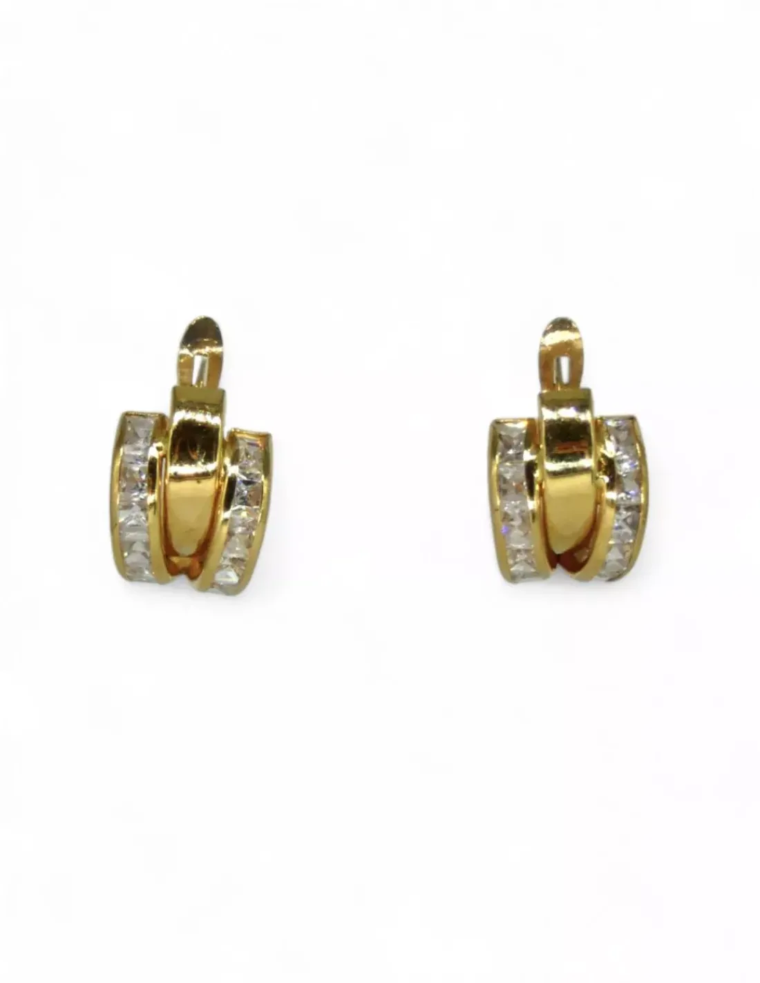 Outlet Pendientes medio aro circonitas 18k Pendientes De Oro